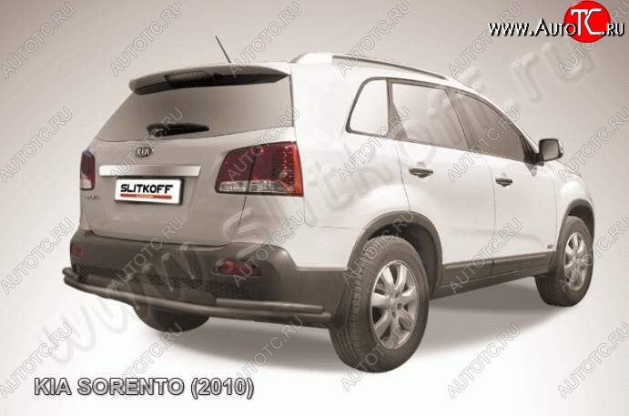 11 649 р. Защита заднего бампера из труб d57+d42 Slitkoff (с уголками)  KIA Sorento  XM (2009-2012) дорестайлинг (Цвет: серебристый)  с доставкой в г. Кемерово