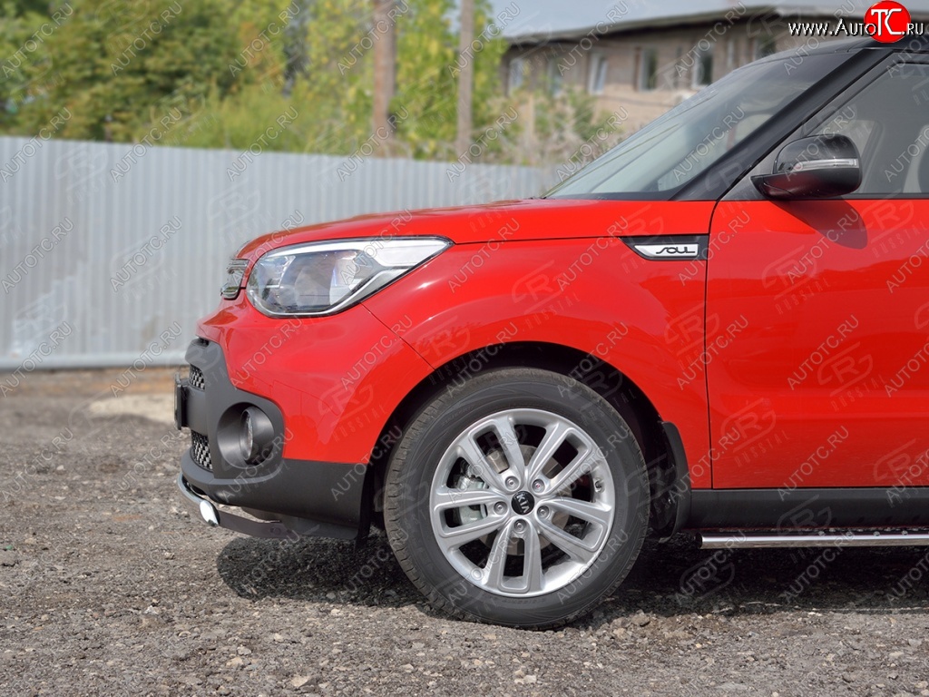 10 349 р. Защита переднего бампера (Ø75х42 мм, нержавейка) Russtal  KIA Soul  PS (2014-2016) дорестайлинг  с доставкой в г. Кемерово