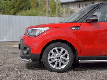 16 749 р. Одинарная защита переднего бампера диаметром 63 мм SLITKOFF KIA Soul PS дорестайлинг (2014-2016)  с доставкой в г. Кемерово. Увеличить фотографию 1