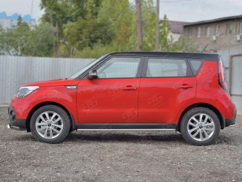 17 999 р. Защита порогов из круглой трубы диаметром 42 мм SLITKOFF v1 KIA Soul PS дорестайлинг (2014-2016)  с доставкой в г. Кемерово. Увеличить фотографию 2