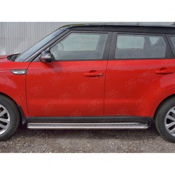 24 649 р. Широкая защита порогов с трубой диаметром 42 мм SLITKOFF v1 KIA Soul PS дорестайлинг (2014-2016)  с доставкой в г. Кемерово. Увеличить фотографию 3