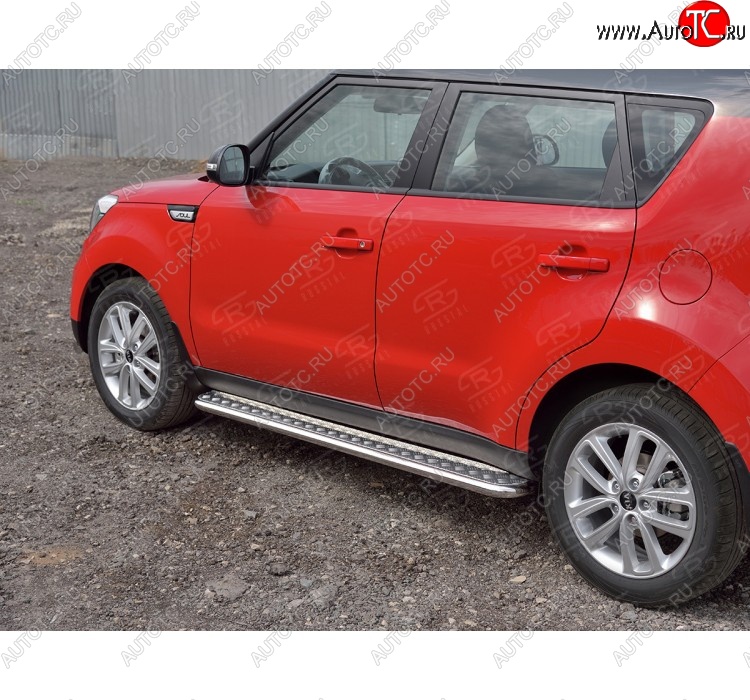 22 999 р. Широкая защита порогов с трубой диаметром 42 мм SLITKOFF v2  KIA Soul  PS (2014-2016) дорестайлинг  с доставкой в г. Кемерово