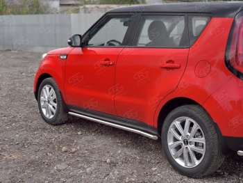 17 999 р. Защита порогов из круглой трубы диаметром 42 мм SLITKOFF v3 KIA Soul PS дорестайлинг (2014-2016)  с доставкой в г. Кемерово. Увеличить фотографию 3