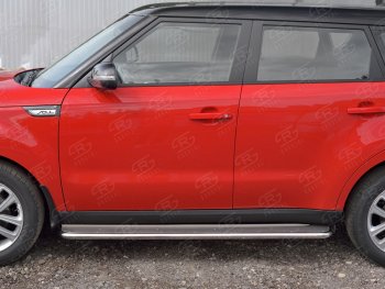 35 549 р. Широкая защита порогов с трубой диаметром 42 мм SLITKOFF v3 KIA Soul PS дорестайлинг (2014-2016)  с доставкой в г. Кемерово. Увеличить фотографию 2