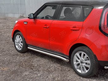 19 999 р. Защита порогов из круглой трубы диаметром 63 мм SLITKOFF v1 KIA Soul PS дорестайлинг (2014-2016)  с доставкой в г. Кемерово. Увеличить фотографию 2