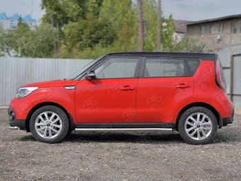 18 799 р. Защита порогов из круглой трубы диаметром 63 мм SLITKOFF v2 KIA Soul PS дорестайлинг (2014-2016)  с доставкой в г. Кемерово. Увеличить фотографию 2