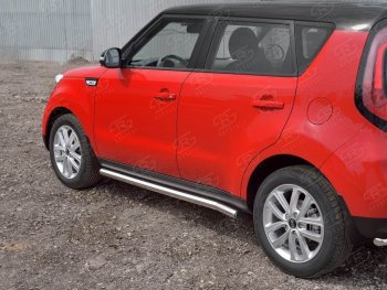 18 799 р. Защита порогов из круглой трубы диаметром 63 мм SLITKOFF v2 KIA Soul PS дорестайлинг (2014-2016)  с доставкой в г. Кемерово. Увеличить фотографию 3