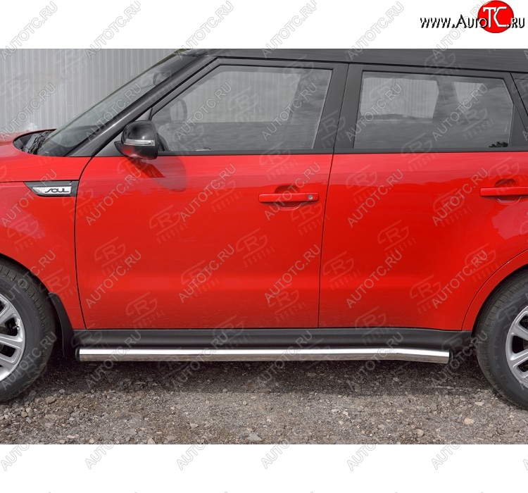18 799 р. Защита порогов из круглой трубы диаметром 63 мм SLITKOFF v2 KIA Soul PS дорестайлинг (2014-2016)  с доставкой в г. Кемерово