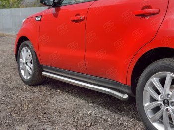19 999 р. Защита порогов из круглой трубы диаметром 63 мм SLITKOFF v3 KIA Soul PS дорестайлинг (2014-2016)  с доставкой в г. Кемерово. Увеличить фотографию 2