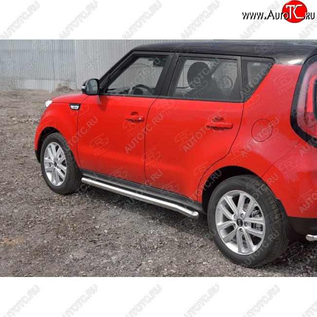 19 999 р. Защита порогов из круглой трубы диаметром 63 мм SLITKOFF v3 KIA Soul PS дорестайлинг (2014-2016)  с доставкой в г. Кемерово