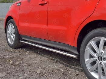16 649 р. Защита порогов из овальной трубы d75x42 мм с проступью Russtal KIA Soul PS дорестайлинг (2014-2016)  с доставкой в г. Кемерово. Увеличить фотографию 3