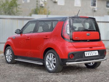 15 249 р. Одинарная защита заднего бампера из трубы диаметром 63 мм SLITKOFF  KIA Soul  PS (2014-2016) дорестайлинг  с доставкой в г. Кемерово. Увеличить фотографию 2