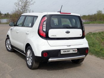 Защита заднего бампера (овальная) ТСС (нержавейка d75х42 мм) KIA Soul  PS (2017-2019) рестайлинг