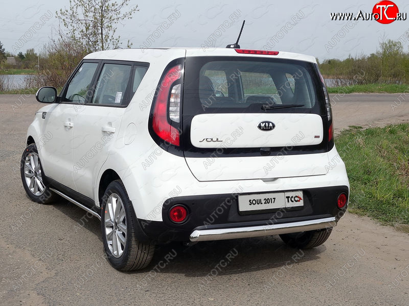 14 349 р. Защита заднего бампера (овальная) ТСС (нержавейка d75х42 мм)  KIA Soul  PS (2017-2019) рестайлинг  с доставкой в г. Кемерово