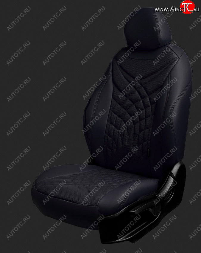 17 399 р. Чехлы для сидений Lord Autofashion Байрон ЖУК (экокожа, спинка 60/40, 3 Г-образных подголовника) KIA Soul SK3 (2018-2022) (Черный, вставка черная, строчка черная)  с доставкой в г. Кемерово