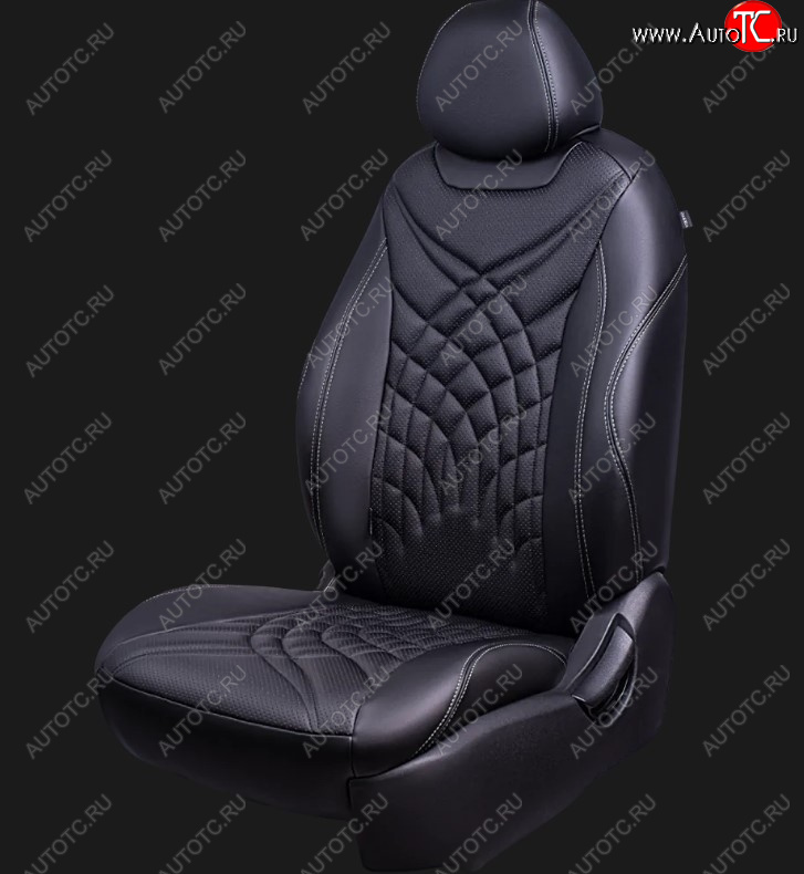25 899 р. Чехлы для сидений Lord Autofashion Байрон ЖУК (экокожа, спинка 60/40, 3 Г-образных подголовника)  KIA Soul  SK3 (2018-2022) (Черный, вставка черная, строчка серая)  с доставкой в г. Кемерово
