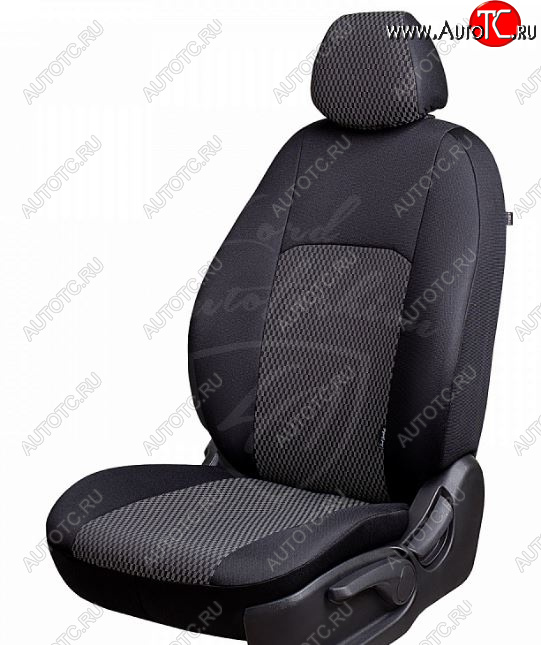 4 389 р. Чехлы для сидений Lord Autofashion Дублин (жаккард) KIA Soul AM дорестайлинг (2008-2011) (Черный, вставка Прямоугольник черный)  с доставкой в г. Кемерово