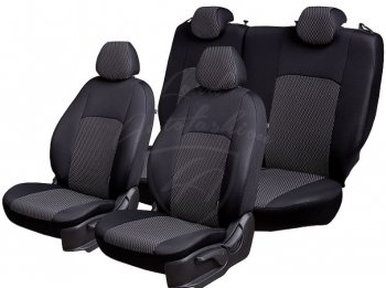 4 389 р. Чехлы для сидений Lord Autofashion Дублин (жаккард) KIA Soul AM дорестайлинг (2008-2011) (Черный, вставка Прямоугольник черный)  с доставкой в г. Кемерово. Увеличить фотографию 2