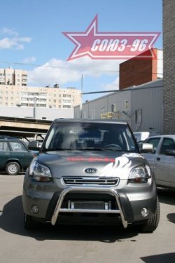 10 169 р. Защита переднего бампера Souz-96 (d60)  KIA Soul  AM (2008-2011) дорестайлинг  с доставкой в г. Кемерово. Увеличить фотографию 2