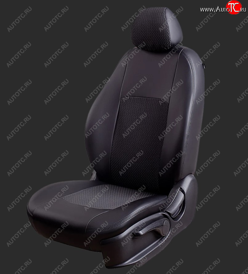 5 399 р. Чехлы для сидений Lord Autofashion Турин (экокожа/жаккард, спинка 60/40, 3 П-образных подголовника) KIA Spectra (2000-2009) (Черный, вставка жаккард Чёрный Вега)  с доставкой в г. Кемерово