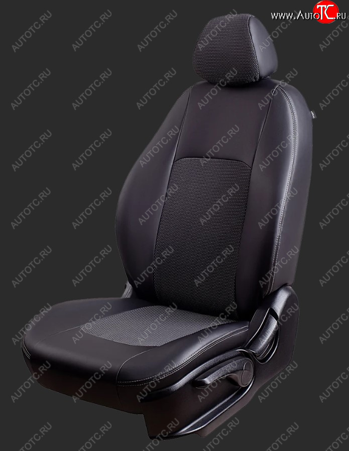 7 249 р. Чехлы для сидений Lord Autofashion Турин (экокожа/жаккард, спинка 60/40, 3 П-образных подголовника)  KIA Spectra (2000-2009) (Черный, вставка Тома Серый)  с доставкой в г. Кемерово