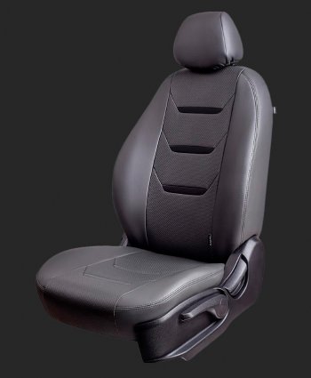 6 599 р. Чехлы для сидений Lord Autofashion Турин 2 (экокожа) KIA Spectra (2000-2009) (Серый, вставка серая/черная, строчка черная)  с доставкой в г. Кемерово. Увеличить фотографию 1