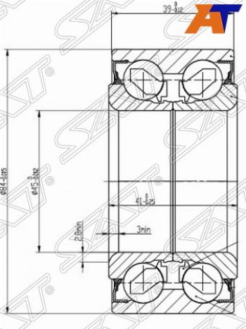 Ступичный подшипник передний SAT Hyundai Sonata  NF (2007-2010), Hyundai Tucson  LM (2010-2017), KIA Sportage ( 2 JE,KM,  3 SL) (2004-2016)