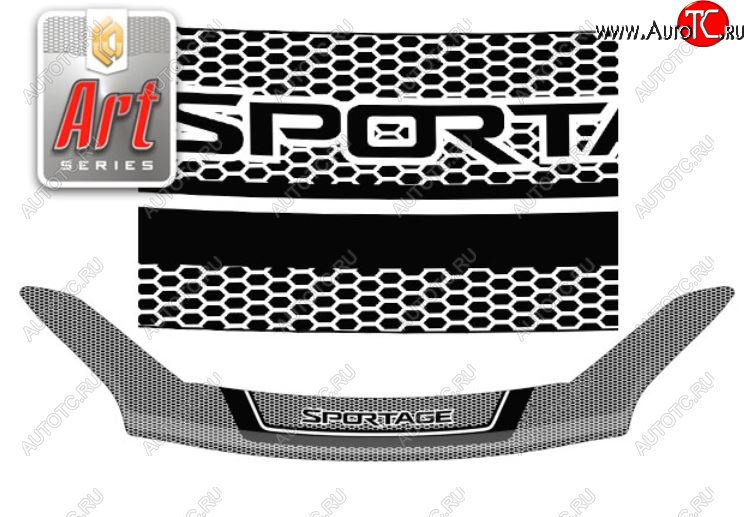 2 479 р. Дефлектор капота CA-Plastiс  KIA Sportage  4 QL (2016-2022) дорестайлинг, рестайлинг (Серия Art графит)  с доставкой в г. Кемерово