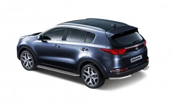 26 399 р. Порожки для ног из трубы Ø51 с алюминиевой площадкой Petroil Tuning  KIA Sportage  4 QL (2016-2022) дорестайлинг, рестайлинг (Нержавеющая полированная сталь)  с доставкой в г. Кемерово. Увеличить фотографию 2