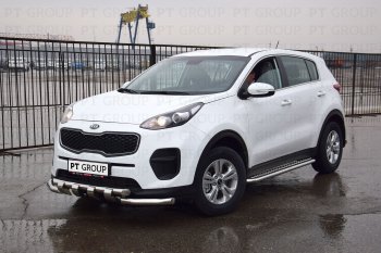 26 399 р. Порожки для ног из трубы Ø51 с алюминиевой площадкой Petroil Tuning  KIA Sportage  4 QL (2016-2022) дорестайлинг, рестайлинг (Нержавеющая полированная сталь)  с доставкой в г. Кемерово. Увеличить фотографию 3
