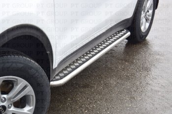26 399 р. Порожки для ног из трубы Ø51 с алюминиевой площадкой Petroil Tuning  KIA Sportage  4 QL (2016-2022) дорестайлинг, рестайлинг (Нержавеющая полированная сталь)  с доставкой в г. Кемерово. Увеличить фотографию 4