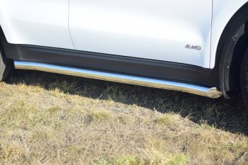 22 949 р. Защита порогов вогнутая из трубы Ø63 Petroil Tuning  KIA Sportage  4 QL (2016-2022) дорестайлинг, рестайлинг (Нержавеющая полированная сталь)  с доставкой в г. Кемерово. Увеличить фотографию 2