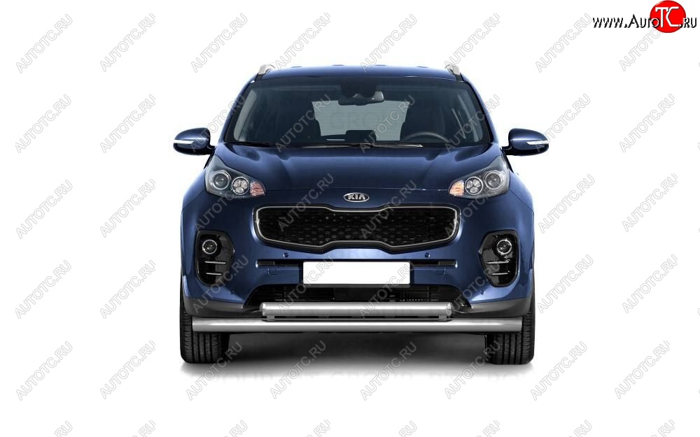 18 749 р. Защита переднего бампера двойная из труб d63/63 мм Petroil Tuning  KIA Sportage  4 QL (2016-2018) дорестайлинг (Нержавеющая полированная сталь)  с доставкой в г. Кемерово