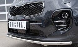 11 399 р. Защита переднего бампера (Ø42 мм, нержавейка) SLITKOFF  KIA Sportage  4 QL (2016-2018) дорестайлинг  с доставкой в г. Кемерово. Увеличить фотографию 4
