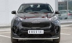 Защита переднего бампера (Ø42 мм, нержавейка) SLITKOFF KIA Sportage  4 QL (2016-2018) дорестайлинг