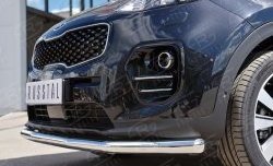 14 499 р. Защита переднего бампера (Ø63 мм, нержавейка) SLITKOFF  KIA Sportage  4 QL (2016-2018) дорестайлинг  с доставкой в г. Кемерово. Увеличить фотографию 4