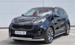 16 999 р. Защита переднего бампера (2 трубыØ63 и 42 мм, нержавейка) SLITKOFF  KIA Sportage  4 QL (2016-2018) дорестайлинг  с доставкой в г. Кемерово. Увеличить фотографию 2