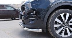 16 999 р. Защита переднего бампера (2 трубыØ63 и 42 мм, нержавейка) SLITKOFF  KIA Sportage  4 QL (2016-2018) дорестайлинг  с доставкой в г. Кемерово. Увеличить фотографию 3