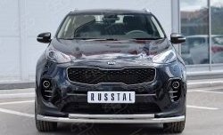 16 999 р. Защита переднего бампера (2 трубыØ63 и 42 мм, нержавейка) SLITKOFF  KIA Sportage  4 QL (2016-2018) дорестайлинг  с доставкой в г. Кемерово. Увеличить фотографию 1