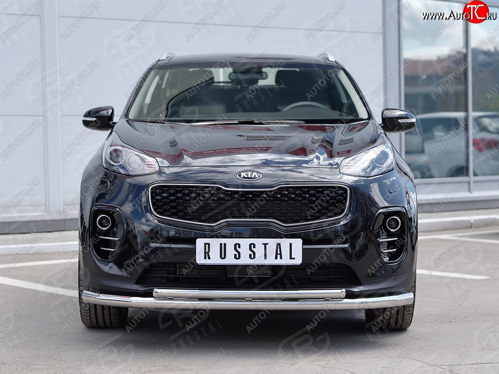 16 999 р. Защита переднего бампера (2 трубыØ63 и 42 мм, нержавейка) SLITKOFF  KIA Sportage  4 QL (2016-2018) дорестайлинг  с доставкой в г. Кемерово