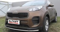 11 949 р. Одинарная защита переднего бампера диаметром 42 мм Slitkoff  KIA Sportage  4 QL (2016-2018) дорестайлинг (Нержавейка, Полированная)  с доставкой в г. Кемерово. Увеличить фотографию 1