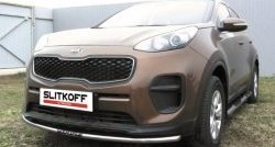 10 799 р. Одинарная защита переднего бампера диаметром 42 мм с надписью Slitkoff  KIA Sportage  4 QL (2016-2018) дорестайлинг (Нержавейка, Полированная)  с доставкой в г. Кемерово. Увеличить фотографию 1