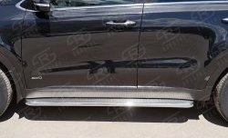 35 549 р. Порожки для ног (Ø42) SLITKOFF  KIA Sportage  4 QL (2016-2018) дорестайлинг (лист - нержавейка, профиль - нержавейка)  с доставкой в г. Кемерово. Увеличить фотографию 2