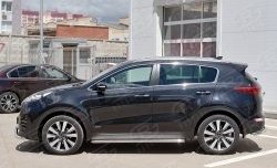 35 549 р. Порожки для ног (Ø42) SLITKOFF  KIA Sportage  4 QL (2016-2018) дорестайлинг (лист - нержавейка, профиль - нержавейка)  с доставкой в г. Кемерово. Увеличить фотографию 1
