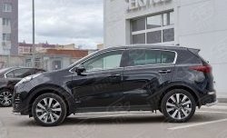 24 649 р. Порожки для ног (Ø42) SLITKOFF  KIA Sportage  4 QL (2016-2018) дорестайлинг (лист - алюминий, профиль - нержавейка)  с доставкой в г. Кемерово. Увеличить фотографию 3