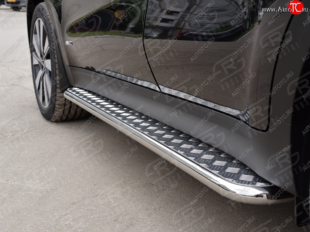24 649 р. Порожки для ног (Ø42) SLITKOFF  KIA Sportage  4 QL (2016-2018) дорестайлинг (лист - алюминий, профиль - нержавейка)  с доставкой в г. Кемерово