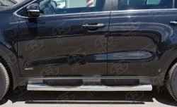 24 549 р. Защита порогов с пластиковыми вставками для ног из круглой трубы диаметром 76 мм SLITKOFF  KIA Sportage  4 QL (2016-2018) дорестайлинг  с доставкой в г. Кемерово. Увеличить фотографию 4