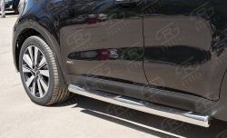 Защита порогов с пластиковыми вставками для ног из круглой трубы диаметром 76 мм SLITKOFF KIA Sportage  4 QL (2016-2018) дорестайлинг