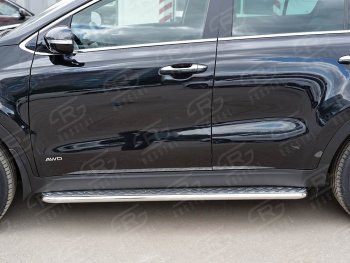 22 999 р. Широкая защита порогов с трубой диаметром 42 мм SLITKOFF v2  KIA Sportage  4 QL (2016-2018) дорестайлинг  с доставкой в г. Кемерово. Увеличить фотографию 2