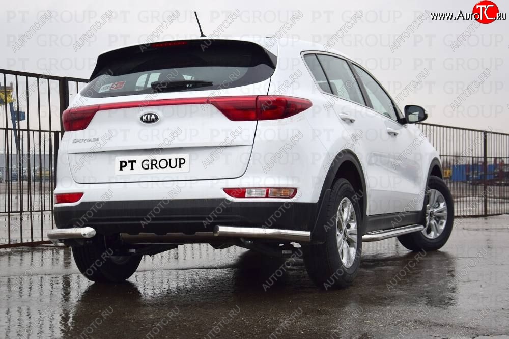 14 999 р. Защита заднего бампера Petroil Tuning (уголки, d63)  KIA Sportage  4 QL (2016-2018) дорестайлинг (Нержавеющая полированная сталь)  с доставкой в г. Кемерово